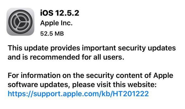 济宁苹果手机维修分享iOS12.5.2发布，建议所有老苹果用户安装 